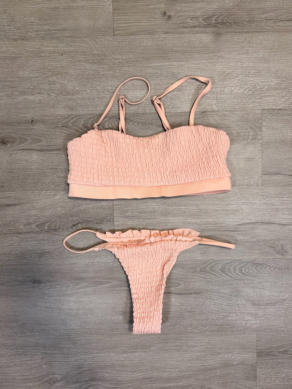 Fashion Nova Smocked Bikini Set - Light Pink